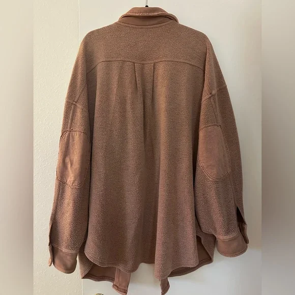 Free People Ruby Jacket Shacket Mauve Rose Pink XL Oversized - Picture 8 of 8